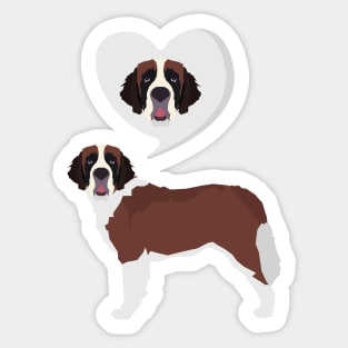 Saint Bernard Dog with Valentine Heart Theme Sticker